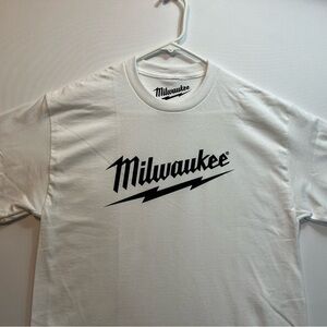 Milwaukee White Tee, M18 Battery Heavy Duty Power Tools T-Shirt (New With Tags)